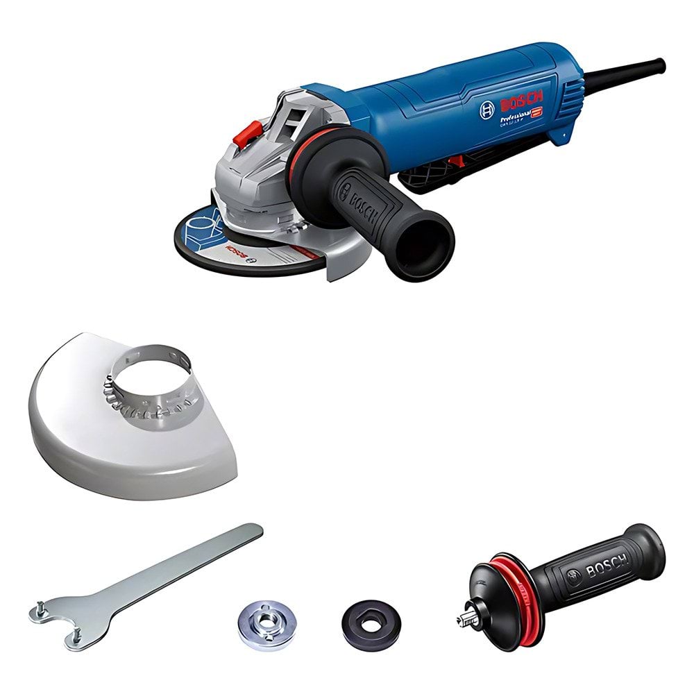 Bosch Professional Mini-Rebarbadora GWS 12-125P com Punho Auxiliar Antivibração
