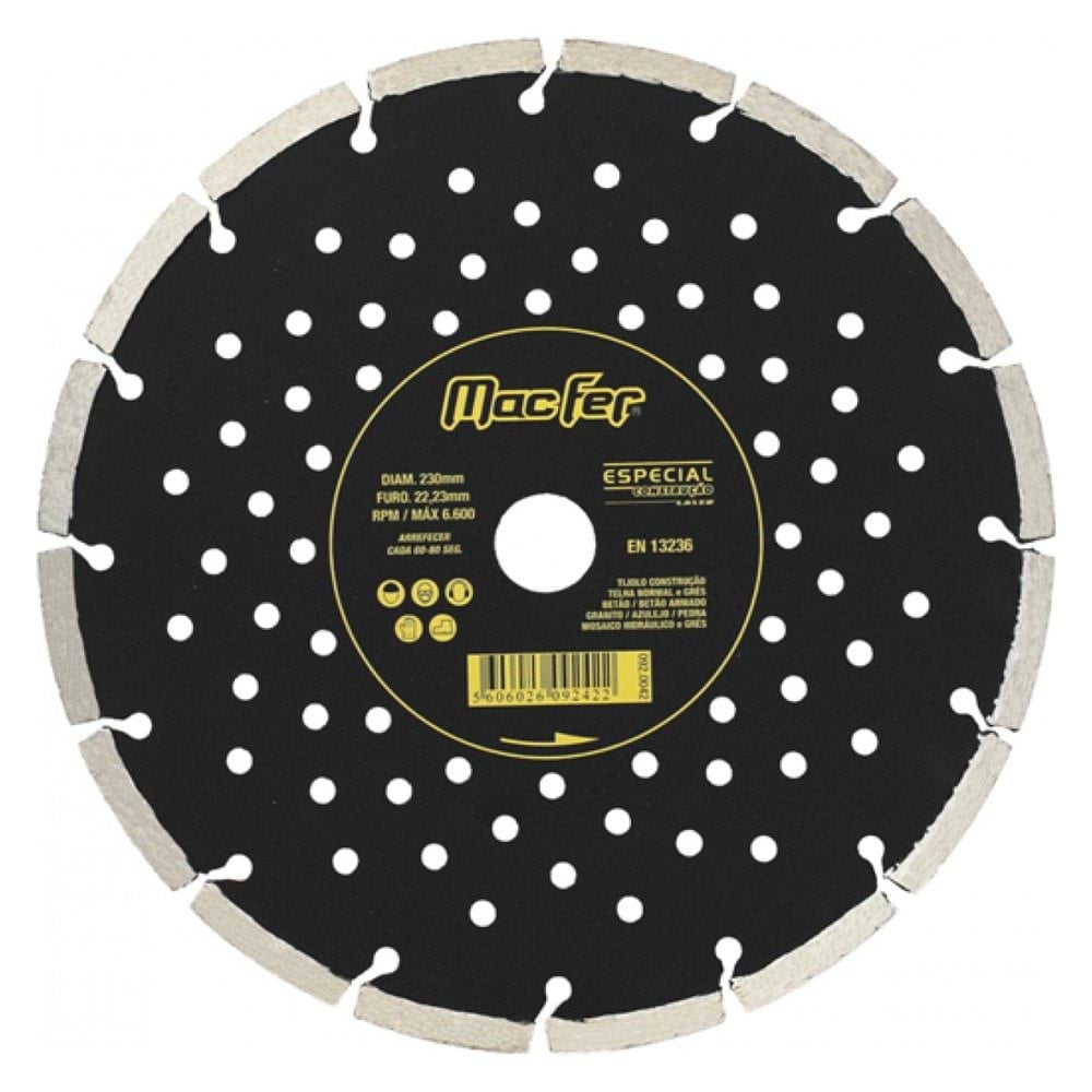 Macfer Disco Diamantada Especial Construção 230mm Ref. 092.0042