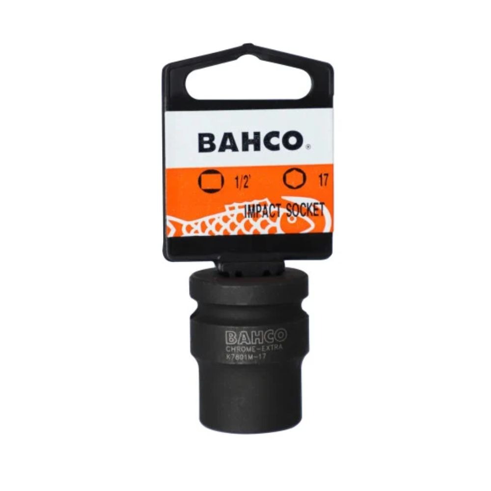 12 mm-Chaves de caixa de impacto quadradas 1/2" com perfil sextavado no sistema métrico e acabamento fosfatado - Conjunto de venda a retalho Bahco SBK7801M-12
