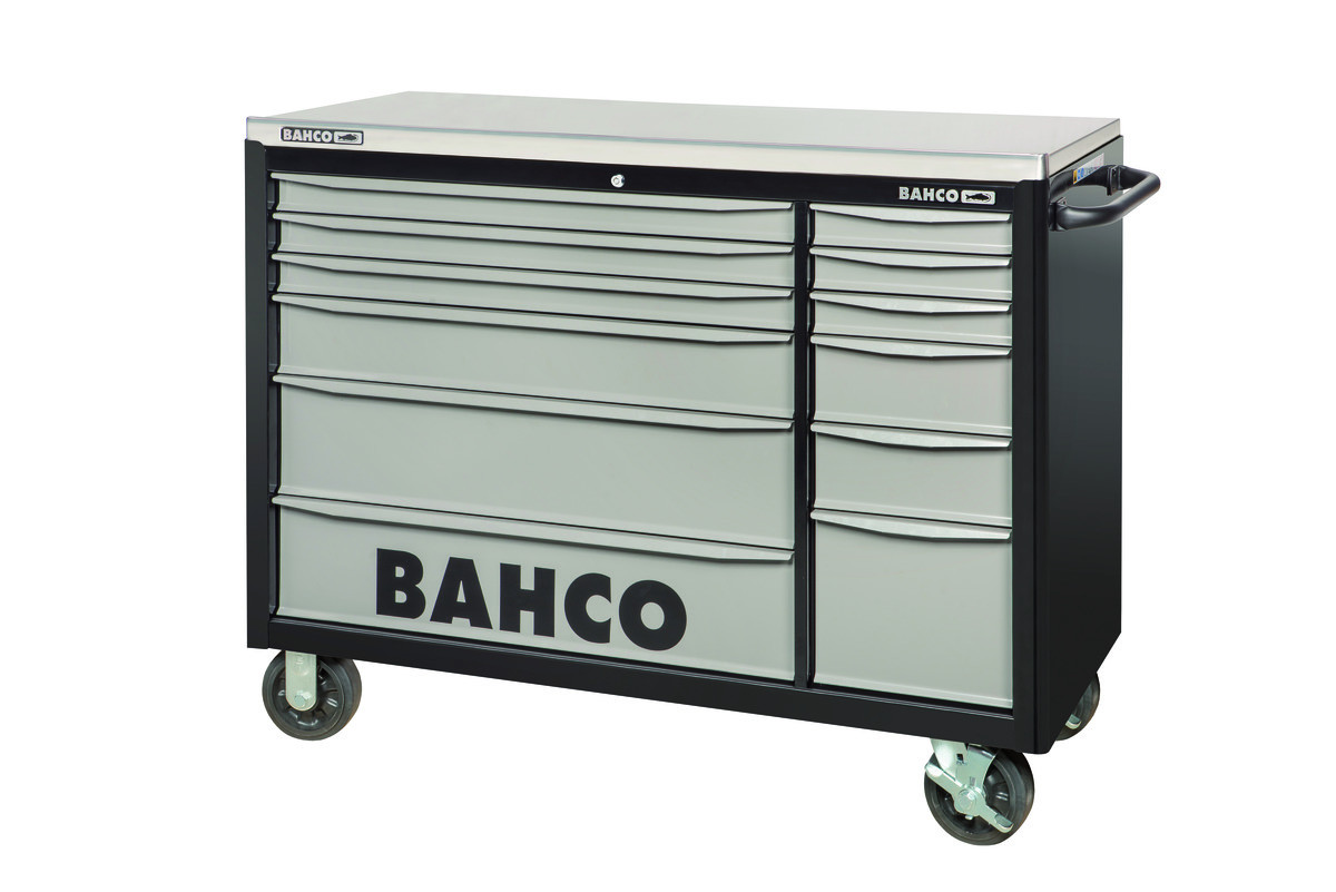 Carrinhos de ferramentas de banco duplo 53" com 12 gavetas - 1016 mm x 501 mm x 1440 mm Bahco 1471KXXL12BKTSS