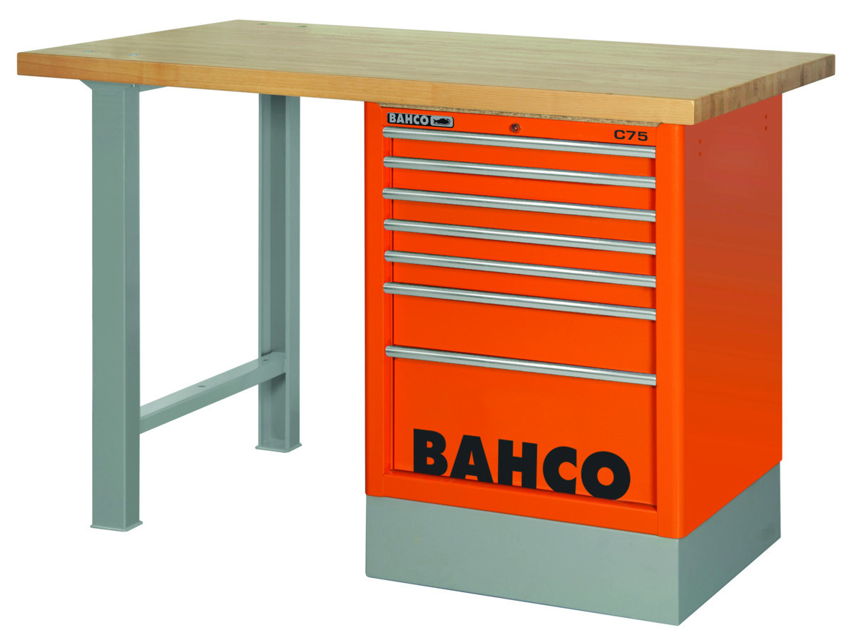 Bancadas com topo em madeira com armário de gavetas lateral Bahco 1495K8CBKWB15TW