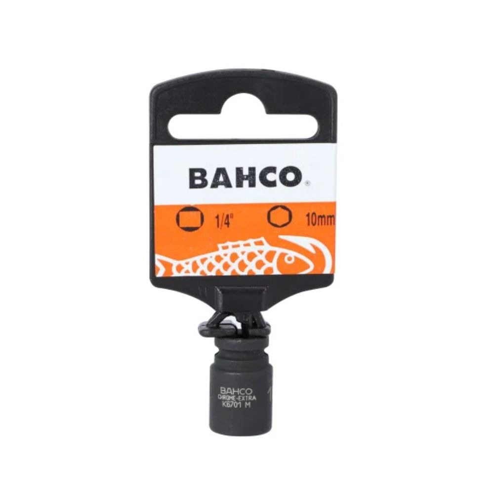 12 mm-Chaves de caixa de impacto quadradas 1/4" com perfil sextavado no sistema métrico e acabamento fosfatado - Conjunto de venda a retalho Bahco SBK6701M-12