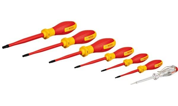 Bosch Professional Set 6 Chaves Isoladas VDE, TX 10 / TX 15 / TX 20 / TX 25 / TX 30 / TX 40 + 1 Busca-Polos SL3.
