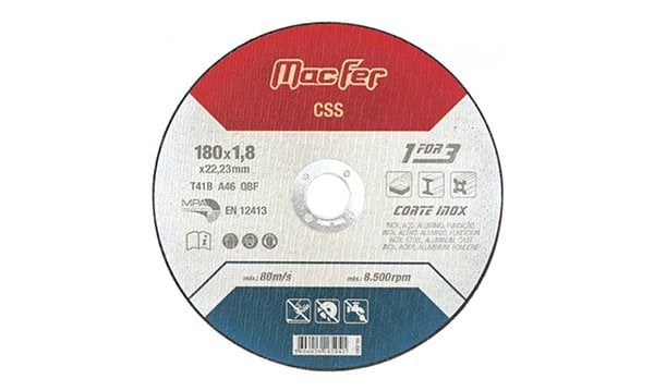 Macfer Disco Abrasivo Corte Inox CSS 180x1,8x22,23mm Ref. 165.0004