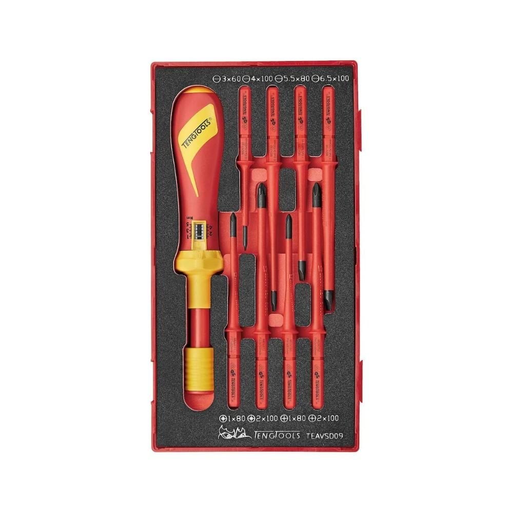 Jogo de Chaves de Fenda de Torque VDE, 9 peças - Teng Tools TEAVSD09 
