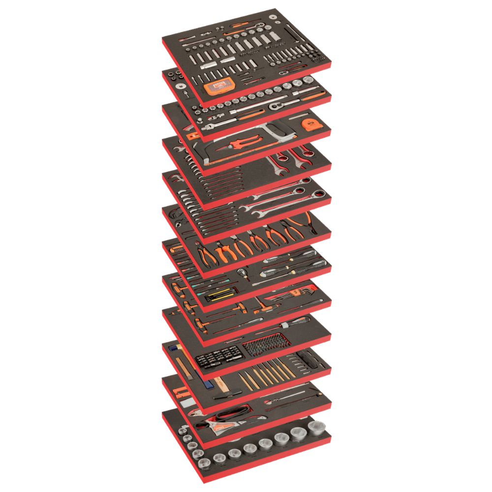 12 Kits de ferramentas multiusos em espuma - 560 peças Bahco FF1ASET-XLARGE