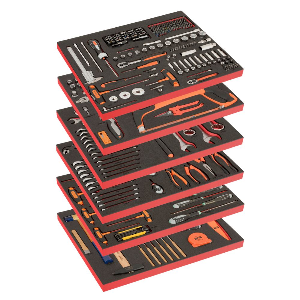 6 Kits de ferramentas multiusos em espuma - 346 peças Bahco FF1ASET-LARGE