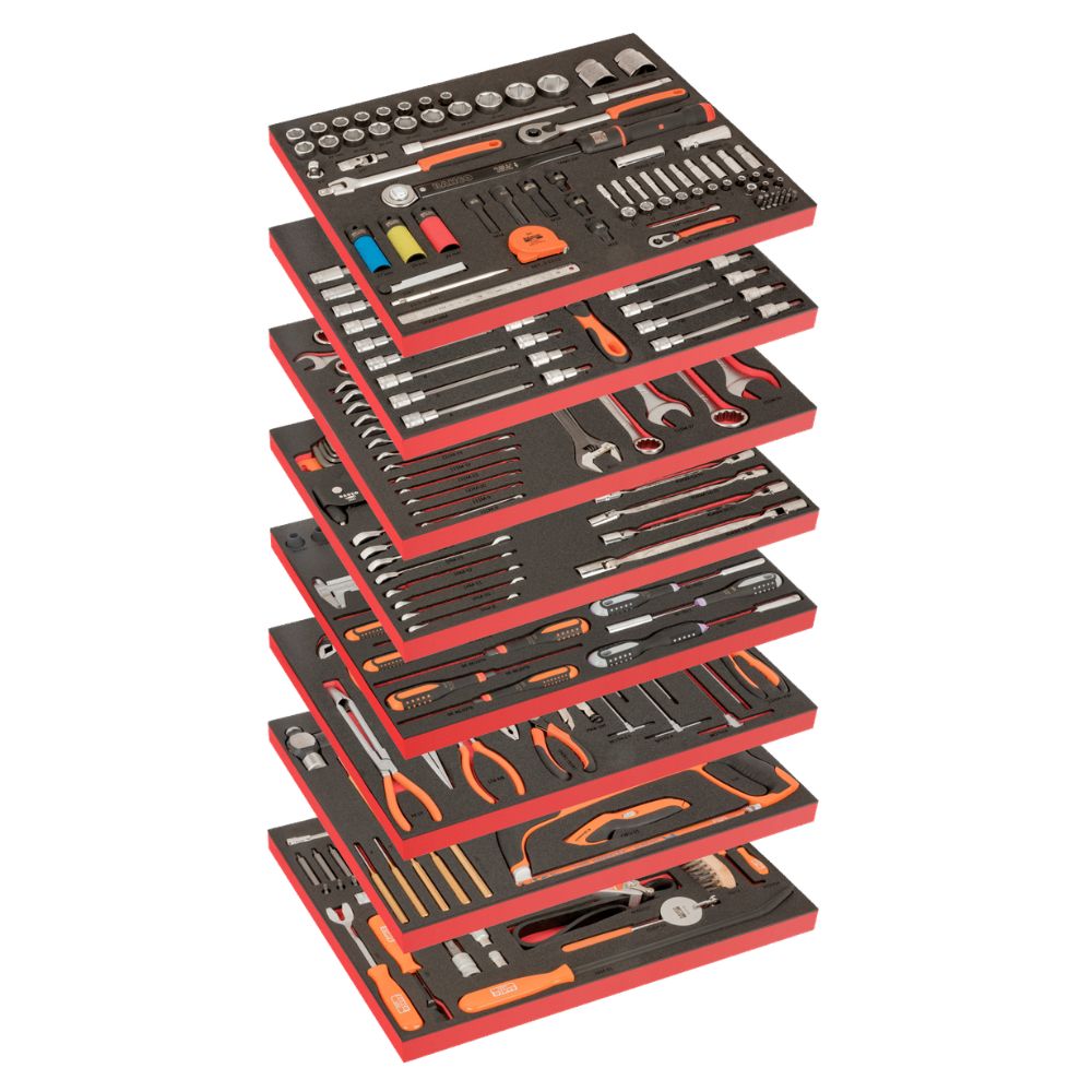8 Kits de ferramentas em espuma para reparação auto - 357 peças Bahco FF1ASET-AUTO