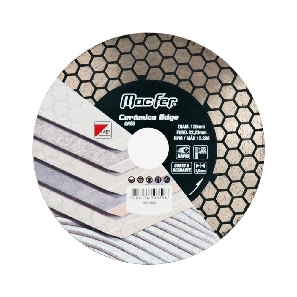 Disco diam. Cerâmica Edge 125mm x 25mm Macfer 092.0152