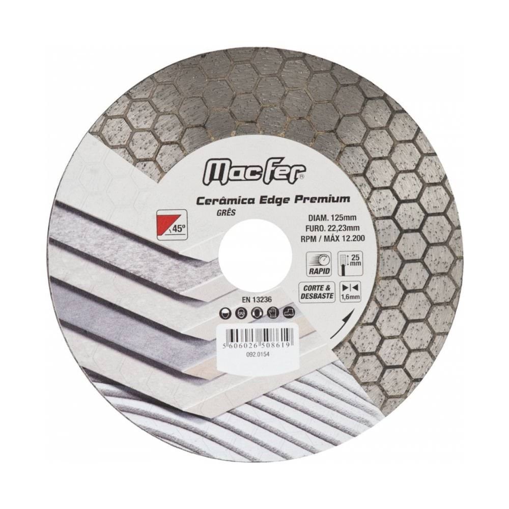 DISCO DIAM. 115x1.6MM CERAMICA EDGE PREMIUM Macfer 092.0153