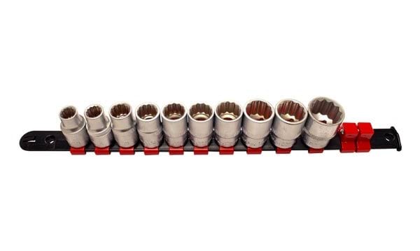 Régua com 10 chaves de caixa 1/2” curtas bihexagonais Kroftools 1234