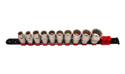 Régua com 10 chaves de caixa 1/2” curtas bihexagonais Kroftools 1234