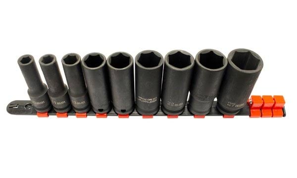 Régua com 9 chaves de caixa 1/2” impacto longas Kroftools 1236