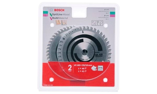 Kit 1+1 Discos Serra Circular 160mm P/ Madeira Bosch 2608644653