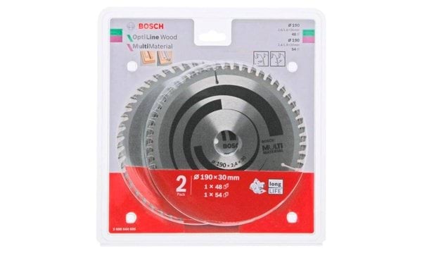 Kit 1+1 Discos Serra Circular 190mm P/ Madeira Bosch 2608644655