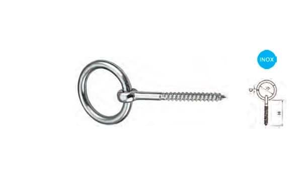 Macfer Argola Passa Cabos com Espigão para Madeira AISI316 MS0507 8x75mm 035.0349