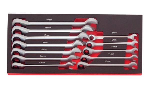 Módulo 12 chaves boca luneta estriada roquete 8-19mm Kroftools 8591