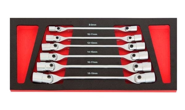 Módulo 6 chaves articuladas estriadas 8-19mm Kroftools 8606