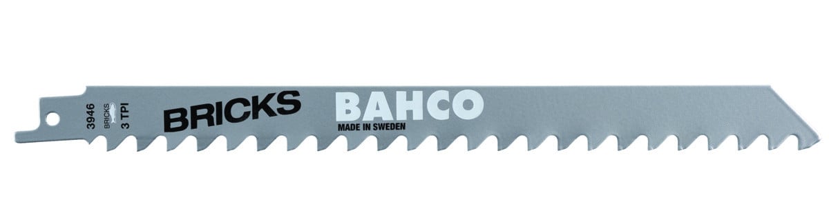 Lâminas com ponta de carboneto de tungsténio para serra sabre para o corte de materiais de pedra 3 TPI 228 mm Bahco 3946-228-3-ST-1P