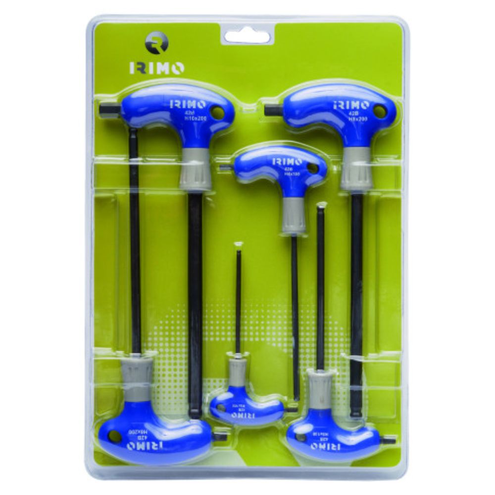 Chave sextavada com ponta esférica e pega em T, 6 Pcs Irimo 42B-6-B