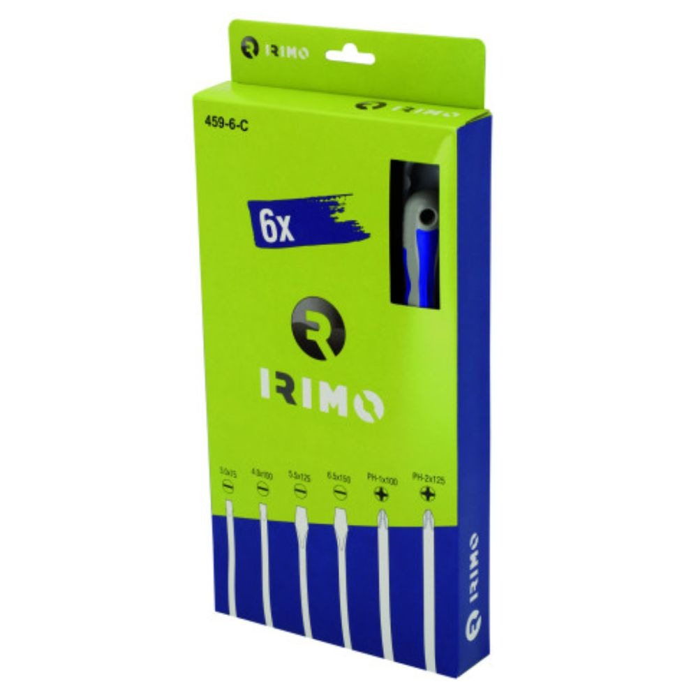 Conjunto de chaves de parafusos 6 Pcs, de fenda 3-4-5.5-6.5; Pz1-Pz2 Irimo 459-6A-C