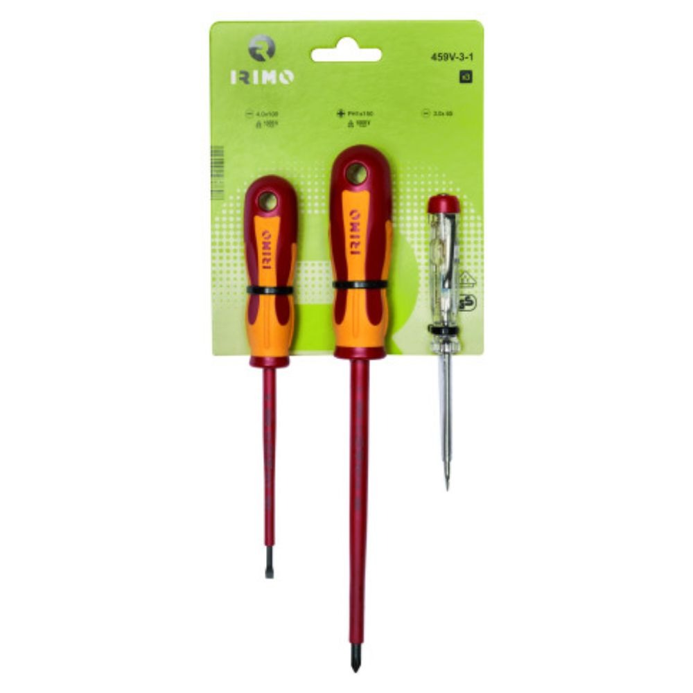 Conjunto de chaves de parafusos isoladas 3 Pcs (com verificador de corrente) Irimo 459V-3-1