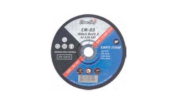 Disco Abrasivo Corte Ferro CM 115x3,0x22,23mm MacFer 165.0010