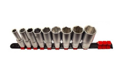 Régua com 9 chaves de caixa 1/2” longas hexagonais Kroftools 1237