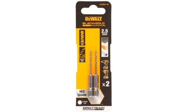 Brocas Hexagonales Black&Gold para Metal 2.5mm Dewalt DT20601-QZ