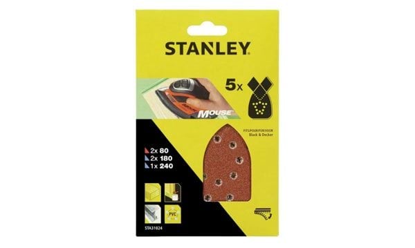 Jogo Misto de Folhas de Lixa Mouse Stanley STA31024-XJ