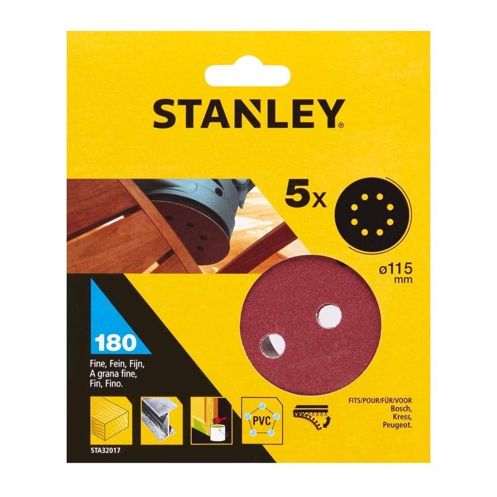 Discos de Lixa 115mm G180 c/ Velcro Stanley STA32017-XJ
