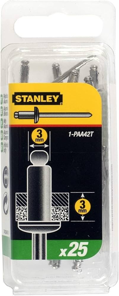 Rebites de Alumínio 3x3mm 25 Uni Stanley 1-PAA42T  
