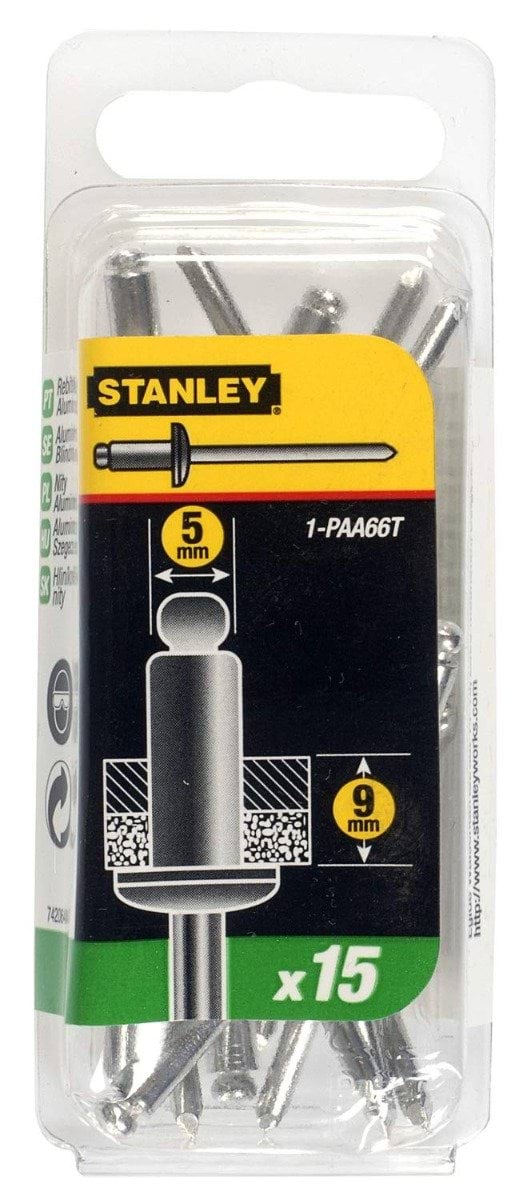 Rebites de Alumínio 5x9mm 15 Uni Stanley 1-PAA66T