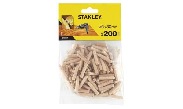 Cavilhas Redondas de Madeira 6x30mm - 200Uni Stanley STA66431-QZ
