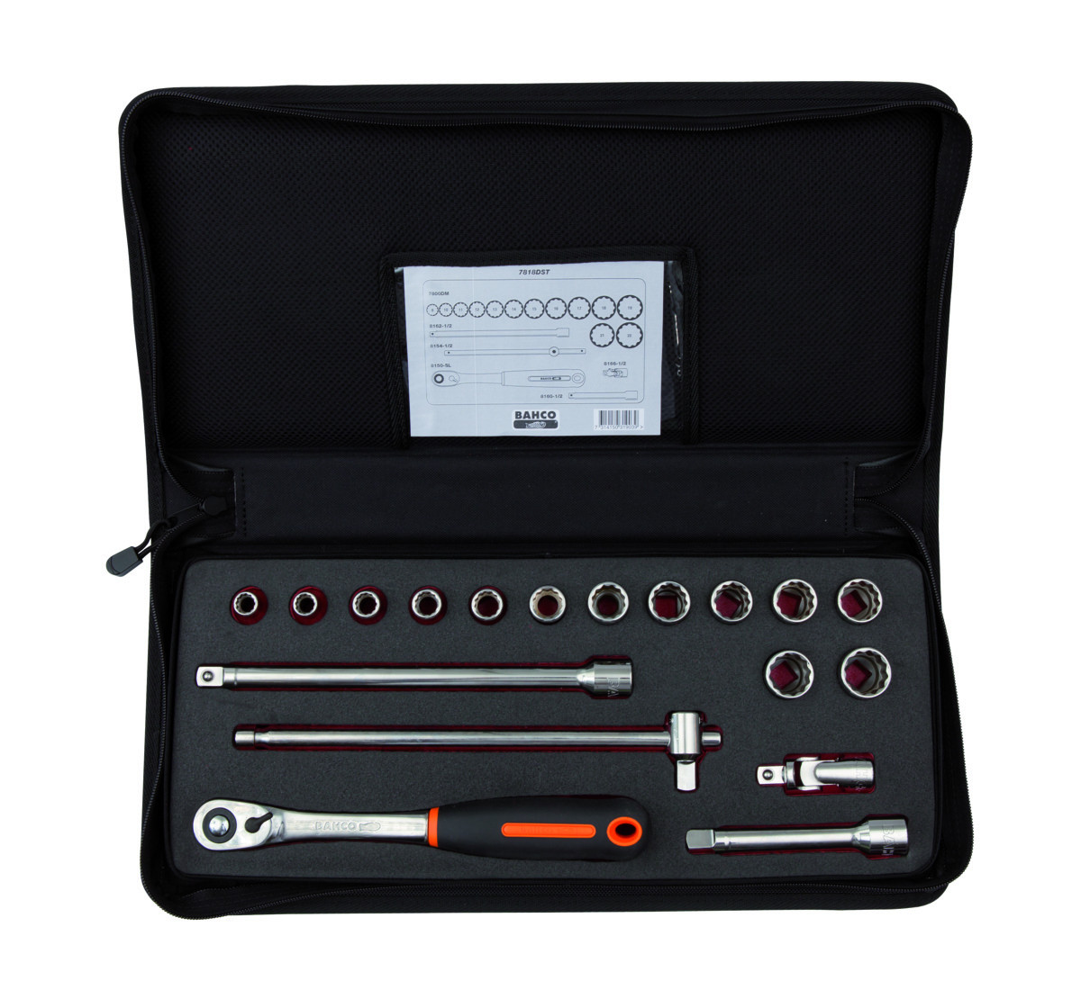 Conjunto de chaves de caixa de 1/2", 18 peças Bahco 7818DST
