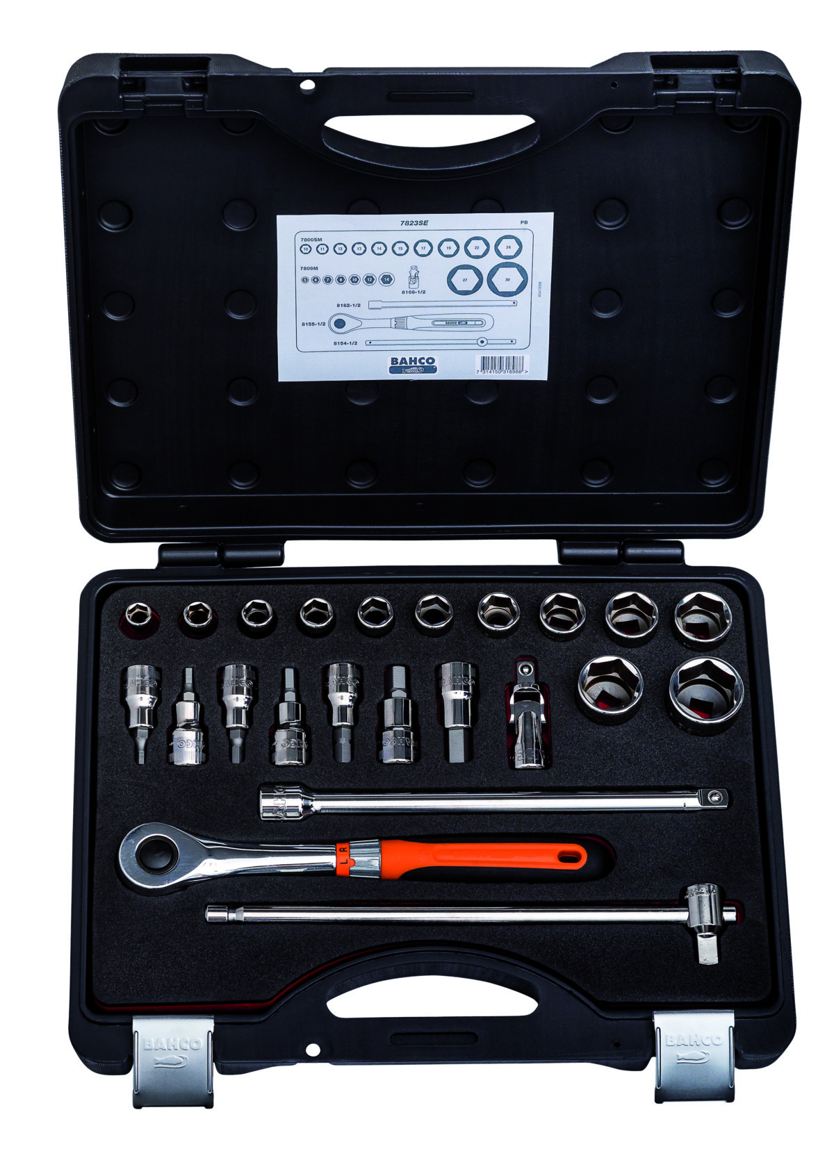 Conjunto de chaves de caixa e porta-bits de 1/2", 23 peças Bahco 7823SE