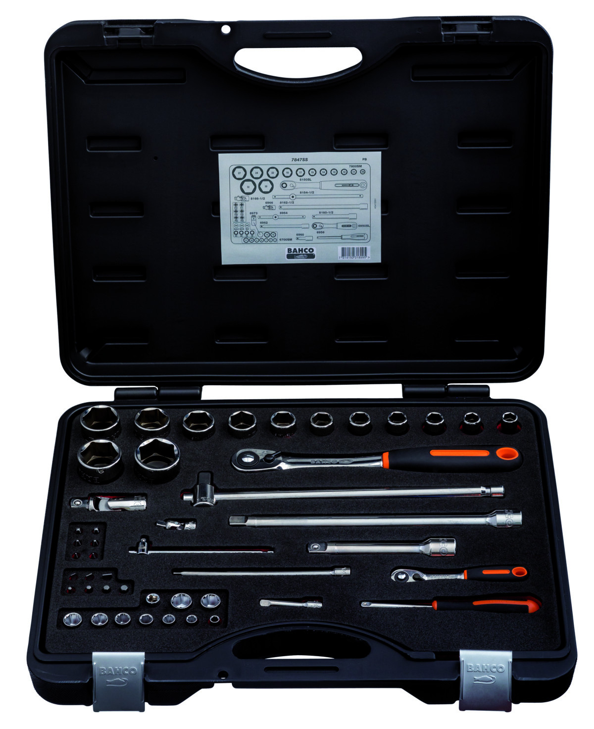 Conjunto de chaves de caixa de 1/4"e 1/2", 47 peças Bahco 7847SS