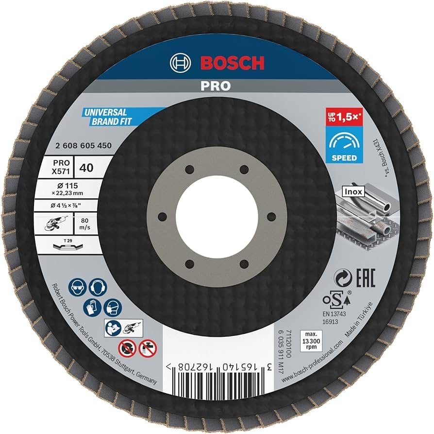 Disco de lixa em lamelas X571 115mm x Grão 40 Bosch 2608605450