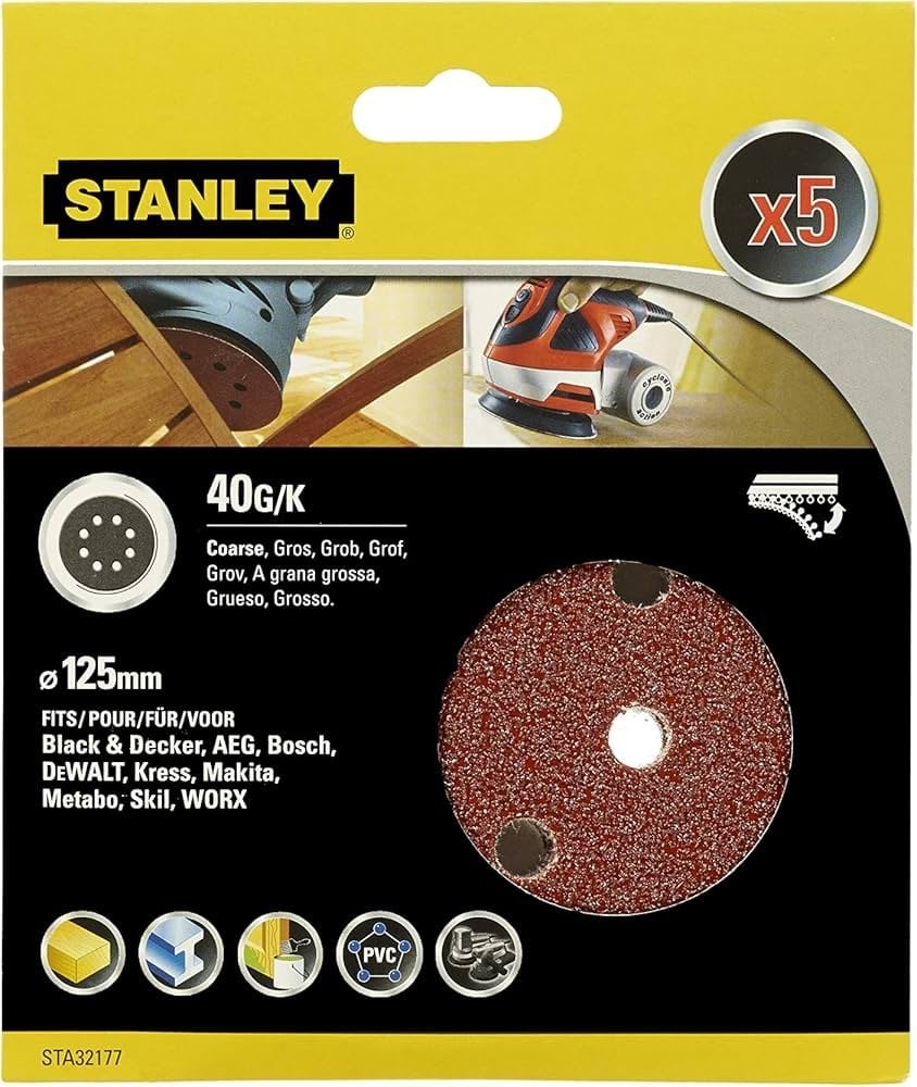 Discos de Lixa 125mm Grão 40 Stanley STA32177-XJ