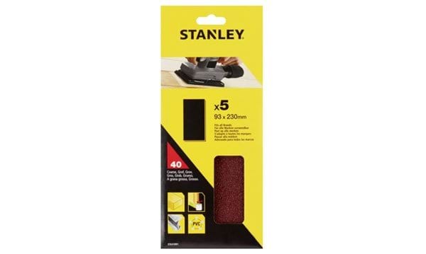 Folhas de Lixa 1/3 93x230mm G40 - 5Uni Stanley STA31091-XJ