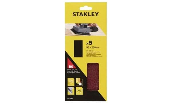Folhas de Lixa 1/3 93x230mm G80 - 5Uni Stanley STA31093-XJ