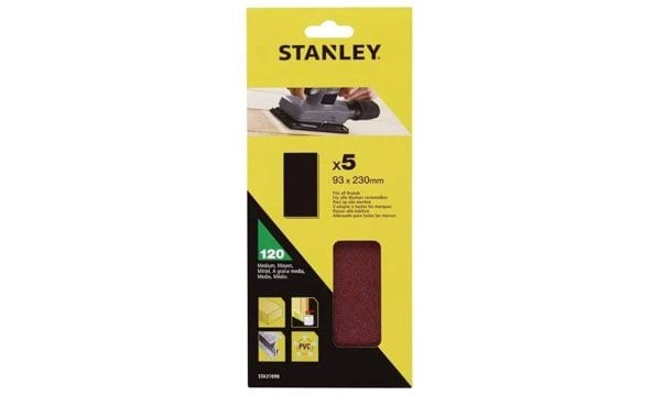 Folhas de Lixa 1/3 93x230mm G120 - 5Uni Stanley STA31098-XJ