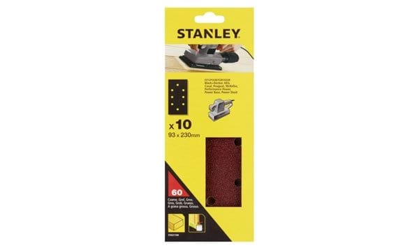 Folhas de Lixa Perfuradas 93x230mm G60 – 10Uni Stanley STA31100-XJ