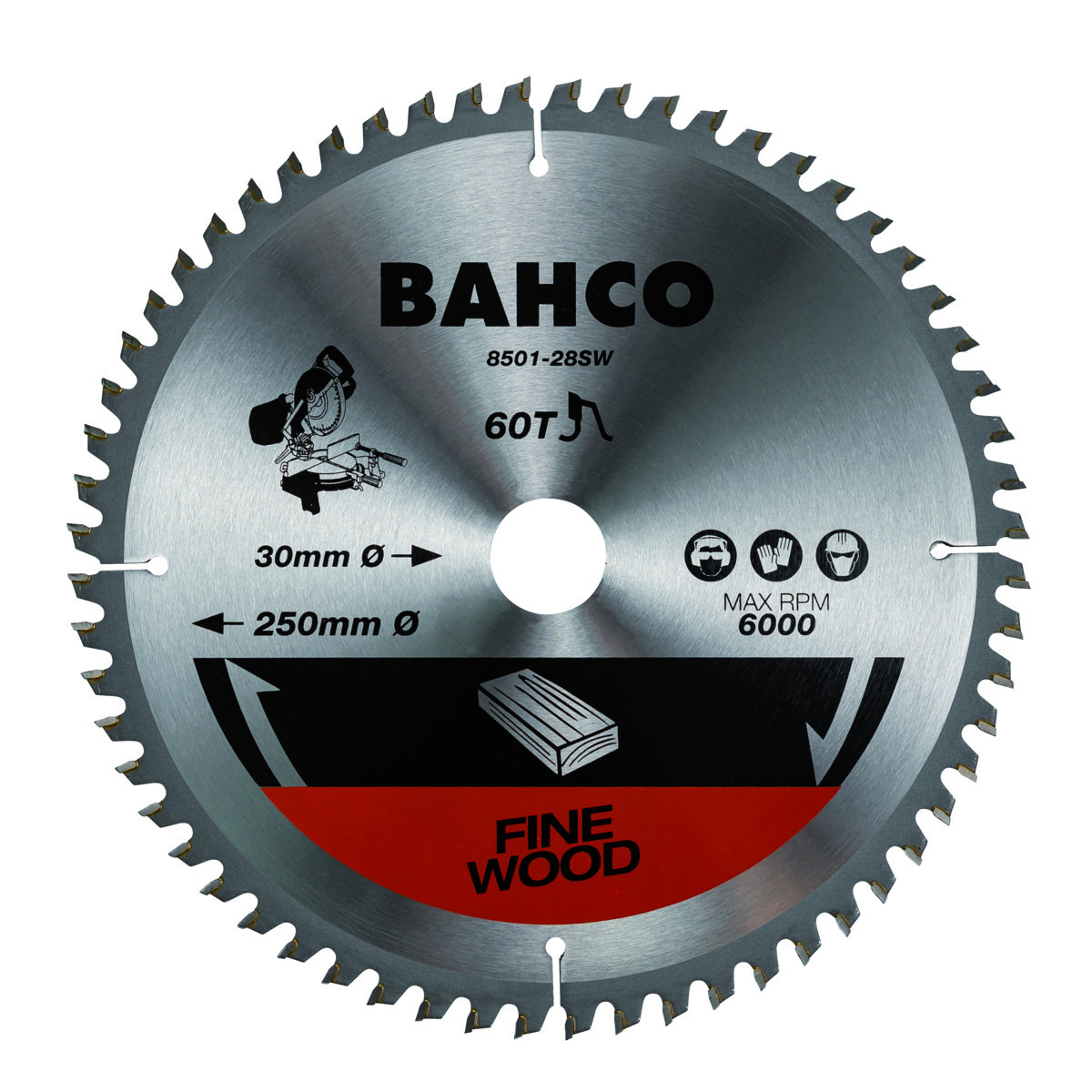 60-dentes Lâminas para serra circular para serras de esquadria em madeira - 305 mm x 30 mm Bahco 8501-305-30-60SW