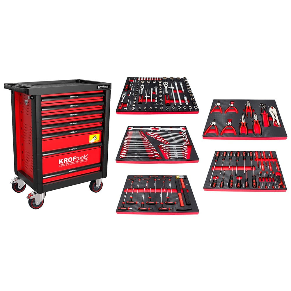 Carro Ferramentas com 7 gavetas 160Pcs KROFTOOLS 8622 