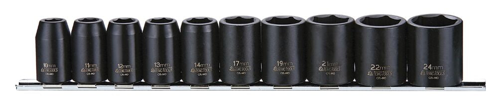 Conjunto de chaves de soquete de impacto de 1/2" com trilho de fixação, ANSI, 10 peças Tengtools 9121