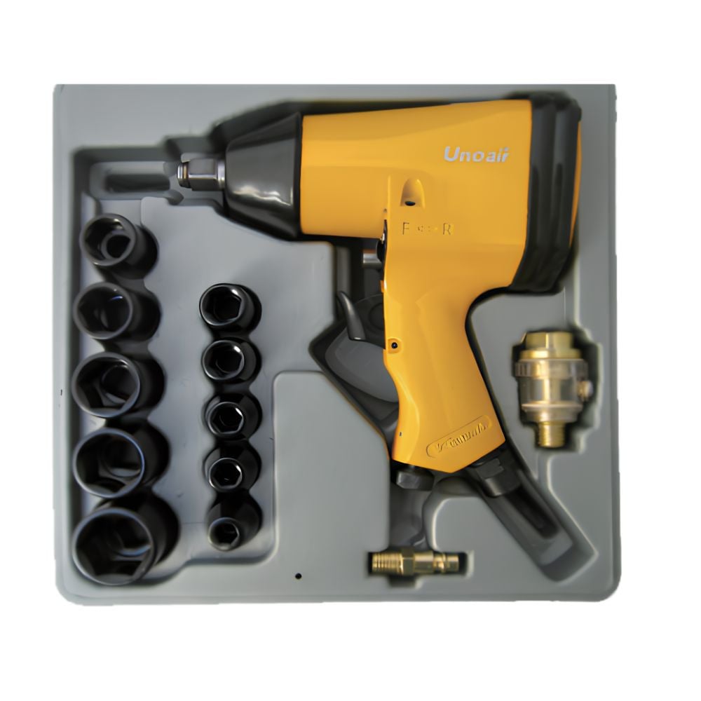 Kit Chave de Impacto Pneumática 1/2" 312 Nm 17 Pcs Unoair I-04K