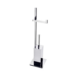 Porta Piaçaba de Chão com Porta Rolo em Aço Inox em Acabamento Polido Aquaglass H100200