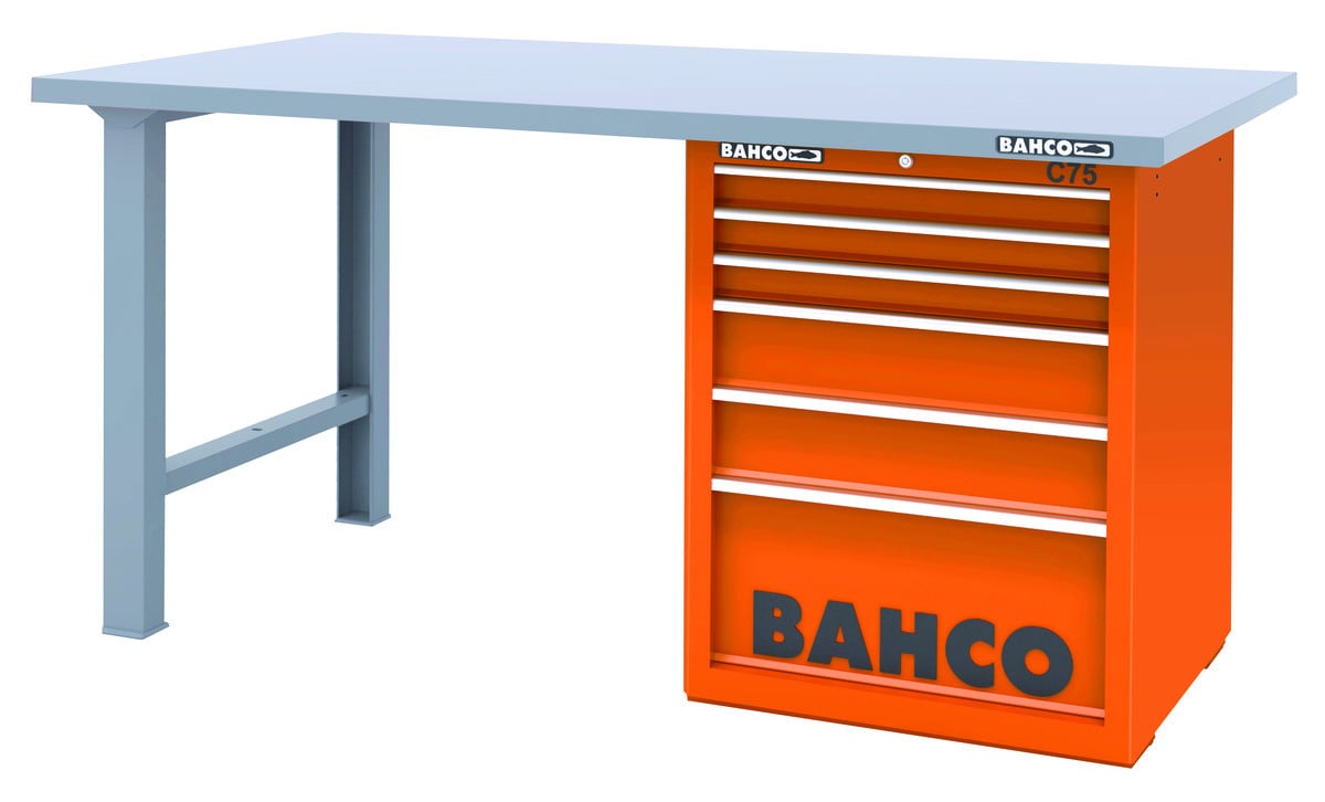 Bancada para trabalhos pesados com tampo de aço e carrinhos de ferramentas C75 Classic de 26" com 6 gavetas - Vermelho Bahco 1495KH6RDWB15TS