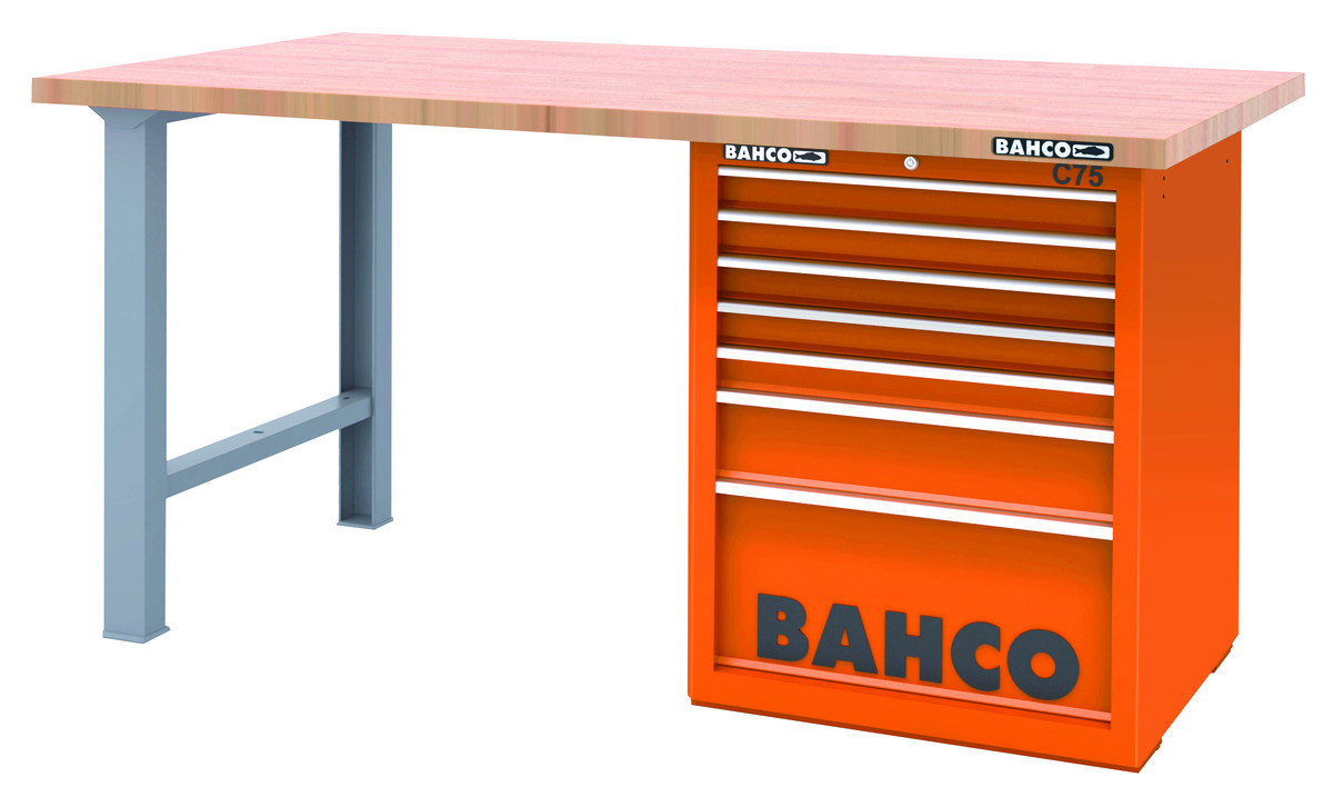Armário de parede ou de bancada com porta e ganchos com tampo de madeira - Vermelho Bahco 1495KH7RDWB18TW